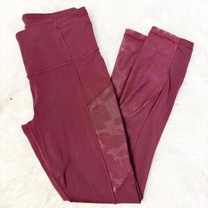 Lululemon Invigorate High-Rise Tight 25” – Burgundy Camo Mesh – Size 4